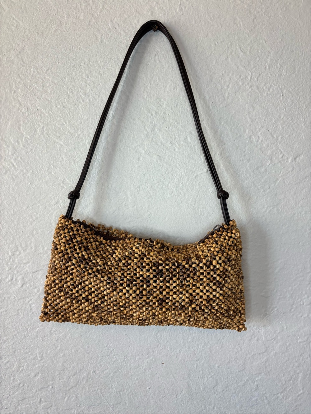 Express Beaded Wooden Shoulder Bag Handbag